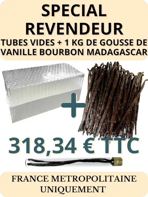 Special revendeur - Tube vide + 1 Kg de Gousse de Vanille Bourbon de Madagascar