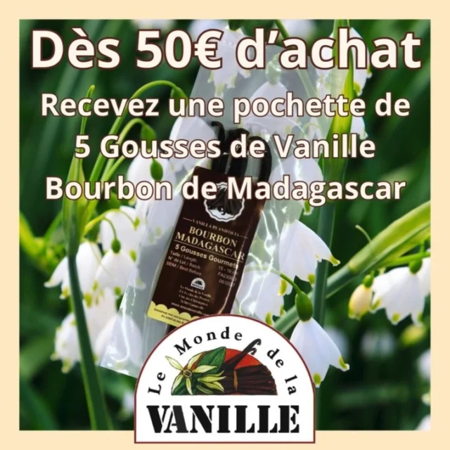 Les ponts du mois de Mai 🌼commencent! Dès 50€ d'achat 🎉 recevez 5 Gousses de Vanille Bourbon de Madagascar 🌸 avec le code WEEKEND 🍰
#promo #vanillemadagascar #bourbon #vanillapods #deals #pastry #cadeau #mai2025